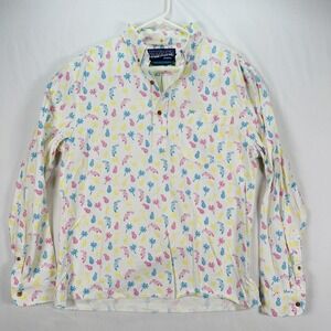 Chubbies Weekend Tunic Shirt Mens Medium White‎ Tropical Toucan Pineapple Cotton
